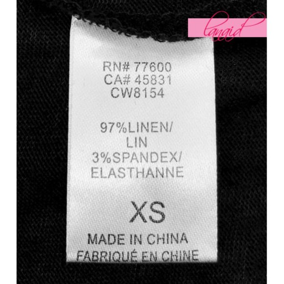 Chaser Linen Jersey Double V Open Back Tee Black Backless V-Neck Stretchy Top XS - Picture 5 of 7